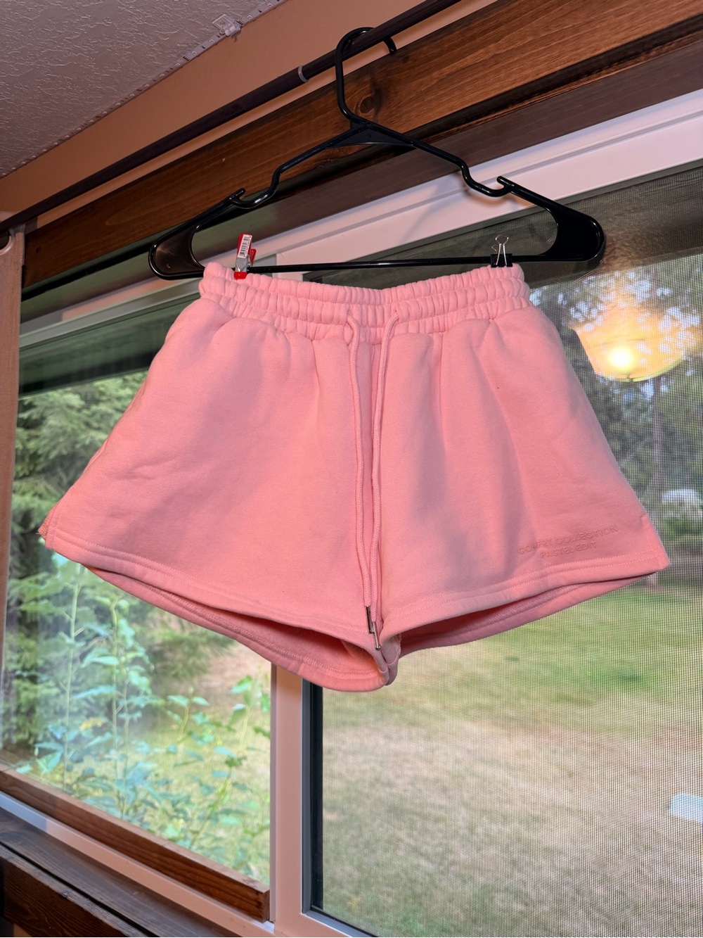 Comfort Colors Pastel Edition Pink Fleece Lounge Shorts XS Cozy Drawstring